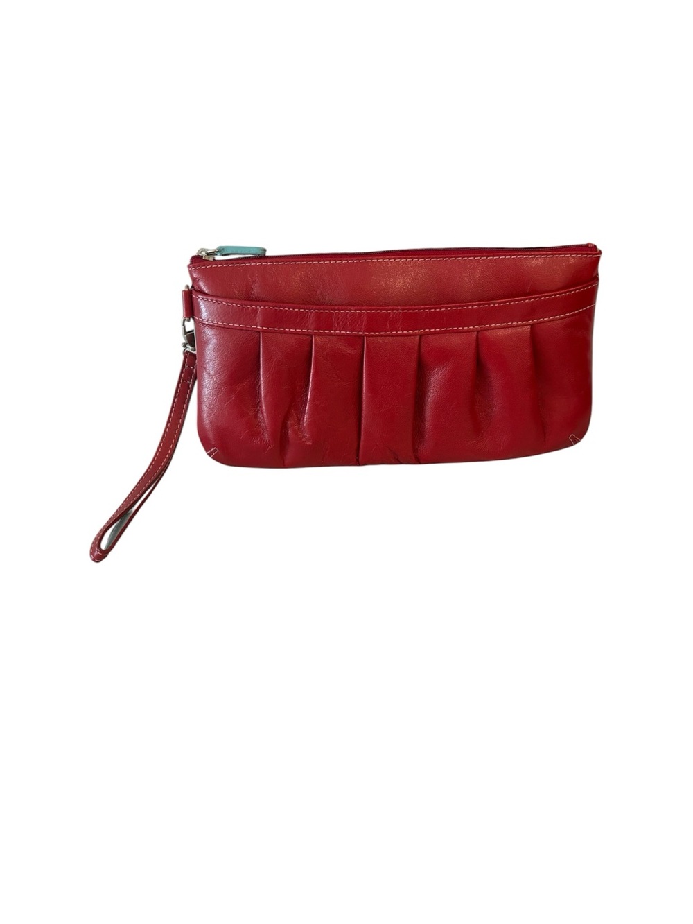 Tusk Red and Teal Leather Wristlet